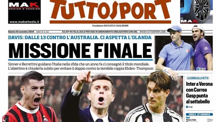 prima pagina tuttosport oggi