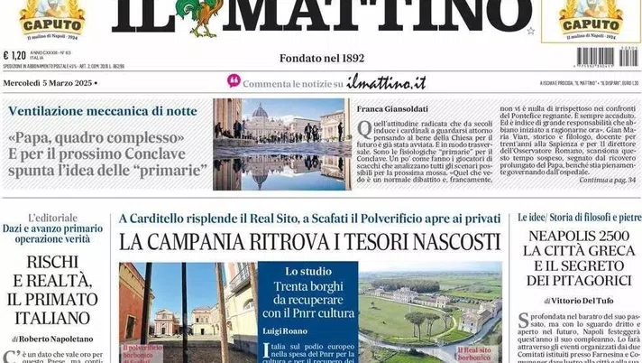prima pagina il mattino oggi