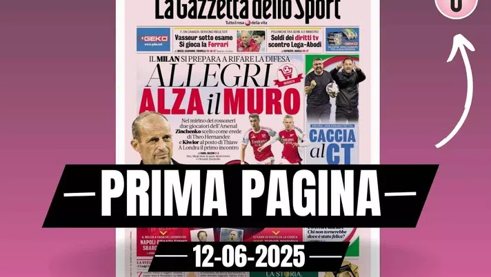 Prima pagina Gazzetta dello Sport: 'Milan, Allegri alza il muro'