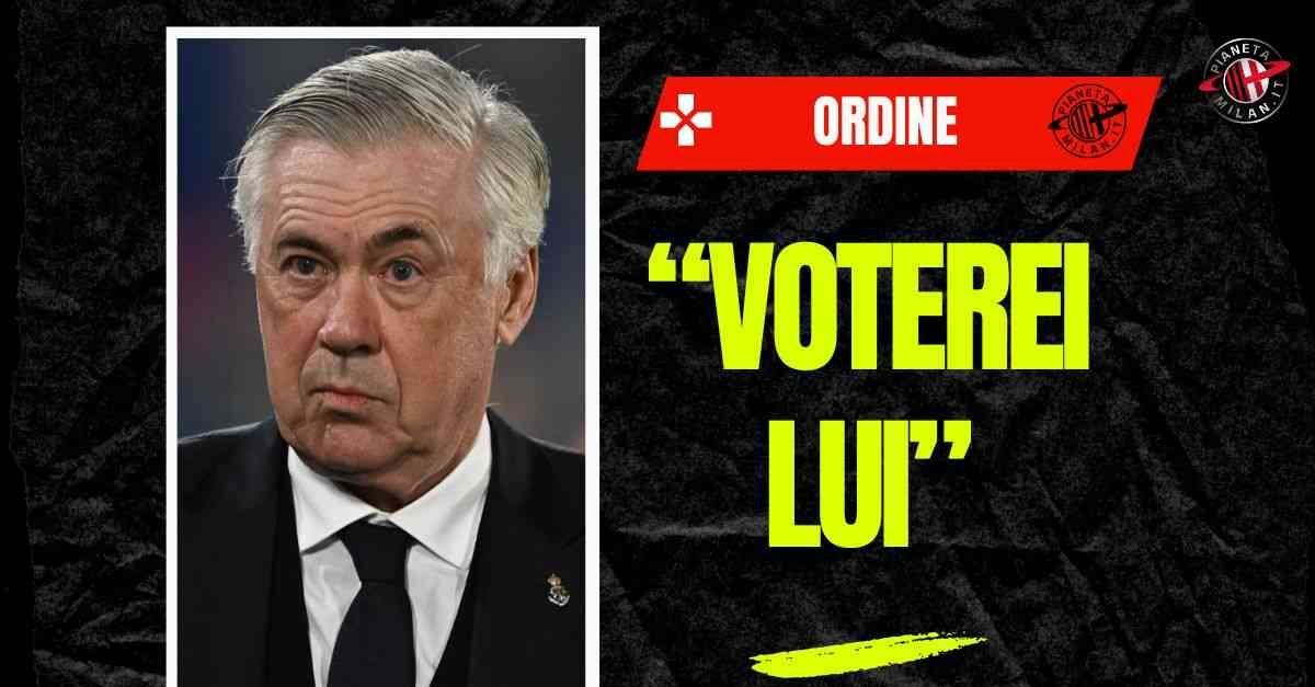 Allenatore Milan, Ordine: “Voterei Ancelotti”. Ecco il motivo Allenatore Milan, Ordine: “Voterei Ancelotti”. Ecco il motivo