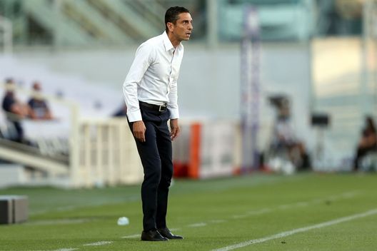 FLORENCE, ITALY - JULY 19: Moreno Longo manager of Torino FC gestures during the Serie A match between ACF Fiorentina and Torino FC at Stadio Artemio Franchi on July 19, 2020 in Florence, Italy. (Photo by Gabriele Maltinti/Getty Images)