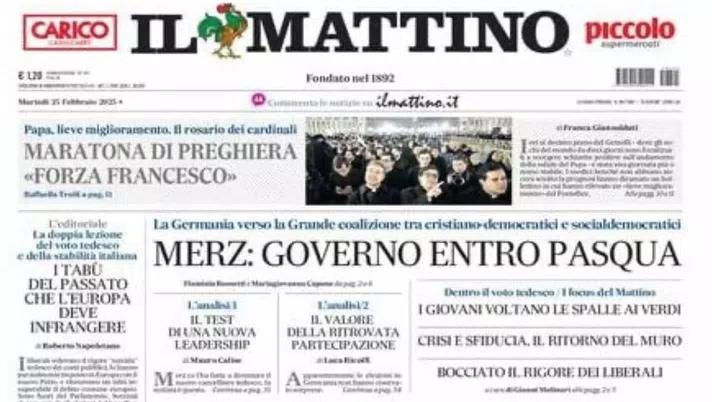 prima pagina il mattino oggi