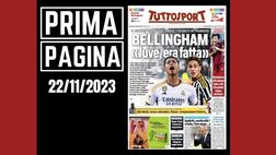 Prima pagina Tuttosport: “Tognozzi: ‘Bellingham-Juve, era fatta’”