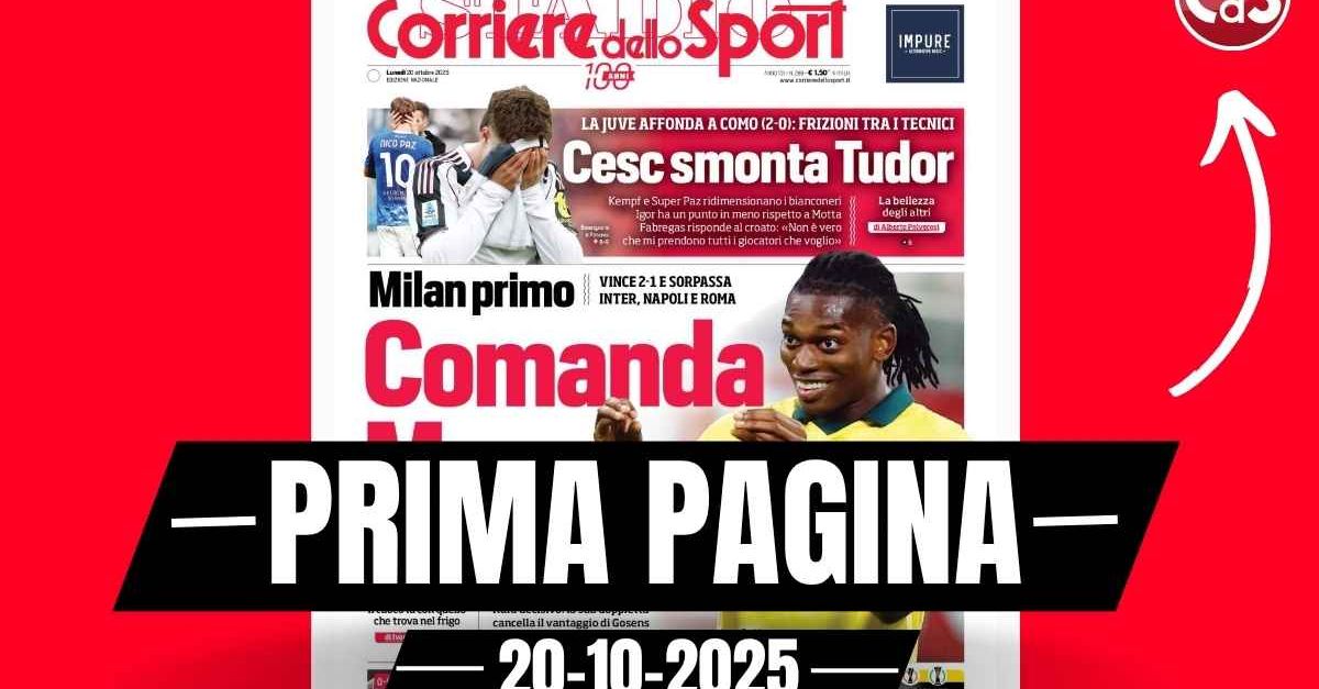 Prima pagina Corriere dello Sport: “Comanda Max: Milan primo, la differenza è Leao” Prima pagina Corriere dello Sport: “Comanda Max: Milan primo, la differenza è Leao”
