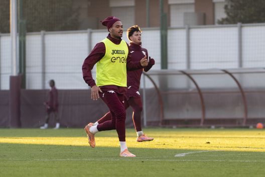 TURIN, ITALY - DECEMBER 30: Cyril Ngonge of Torino FC during the Torino FC Training Session at Stadio Filadelfia on December 30, 2025 in Turin, Italy. (Photo by Stefano Guidi - Torino FC/Torino FC 1906 via Getty Images)