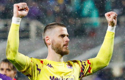 GERMOGLI PH: 13 MARZO 2025 FIRENZE STADIO ARTEMIO FRANCHI CONFERENCE LEAGUE FIORENTINA VS PANATHINAIKOS NELLA FOTO ESULTANZA VITTORIA De Gea