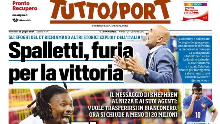 prima pagina tuttosport oggi
