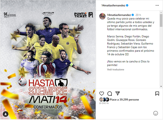 Mati Fernandez e la partita di addio: presenti molti ex viola- immagine 2