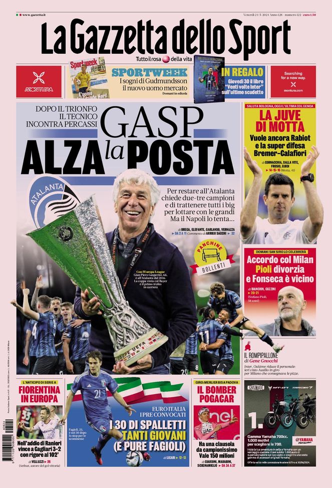 Prima Pagina Gazzetta dello Sport 24 maggio