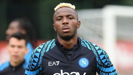 DIMARO, ITALY - JULY 22: Vìctor Osimhen of Napoli during a SSC Napoli training session on July 22, 2023 in Dimaro, Italy. (Photo by SSC NAPOLI/SSC NAPOLI via Getty Images)
