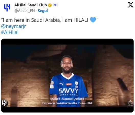 Calciomercato Al Hilal, preso ufficialmente Neymar. L’ex PSG e Barcellona in Arabia Neymar