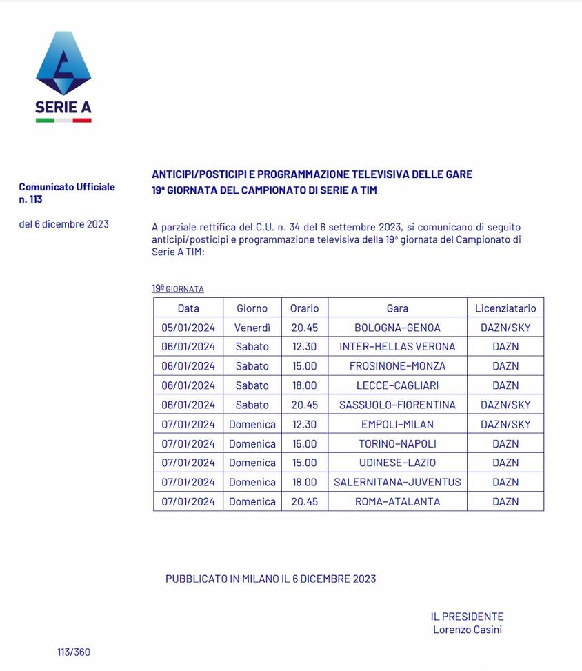 Serie A, il programma del 6 gennaio: ecco quando si gioca Inter-Verona e dove vederla- immagine 3