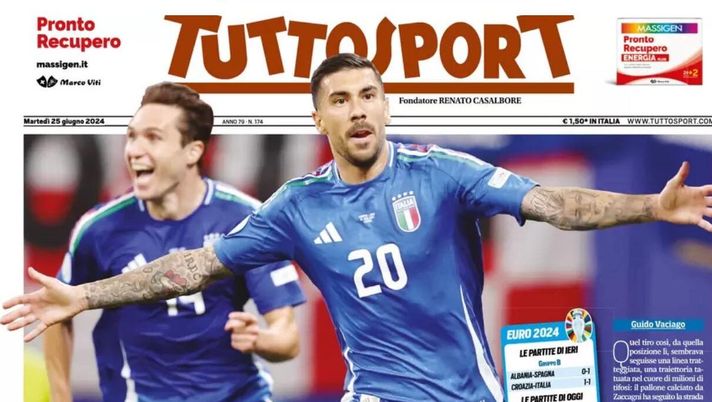 PRIMA PAGINA TUTTOSPORT OGGI: “Zaccagni al 98′ ci regala gli ottavi. E andiamo!” prima pagina tuttosport oggi