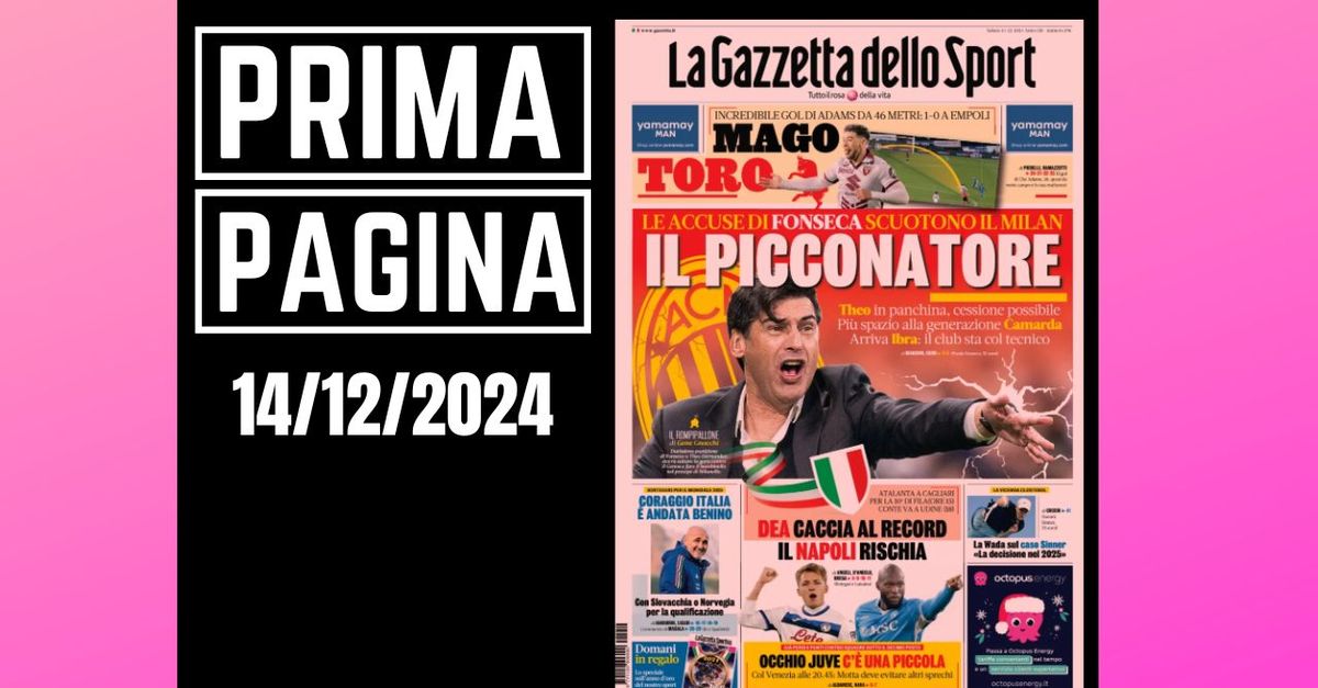 Prima pagina Gazzetta dello Sport: Milan, Fonseca il picconatore