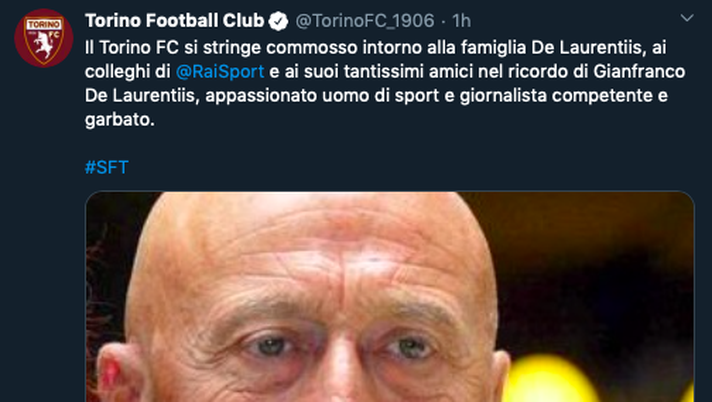 Morte Gianfraco De Laurentiis, il cordoglio del Torino: “Giornalista competente e garbato” - immagine 1