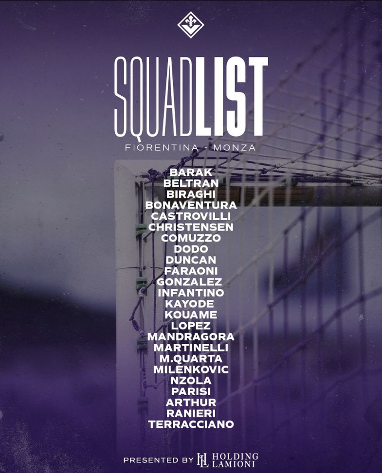 Fiorentina, i convocati contro il Monza: out Belotti-Ikoné, un rientro top- immagine 2