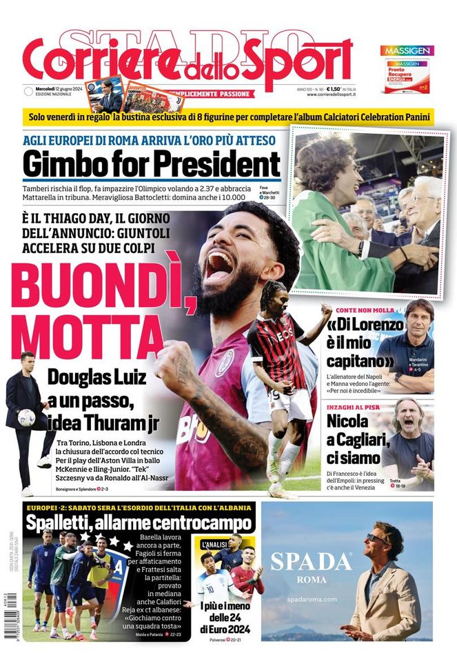 EDICOLA / CdS: Juve, il giorno di Motta. Italia, allarme centrocampo: Frattesi… - immagine 1