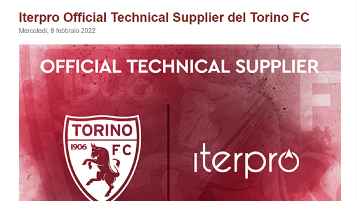 Torino, Iterpro è l’Official Technical Supplier dei granata - immagine 1