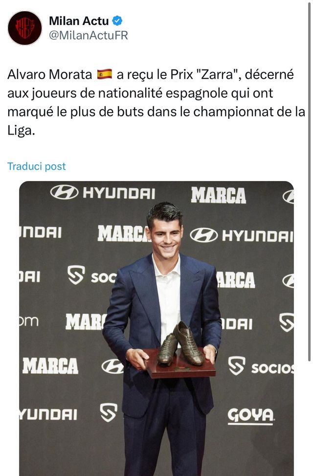 Morata riceve il premio “Zarra”: è lo spagnolo che ha segnato più gol in Liga- immagine 2