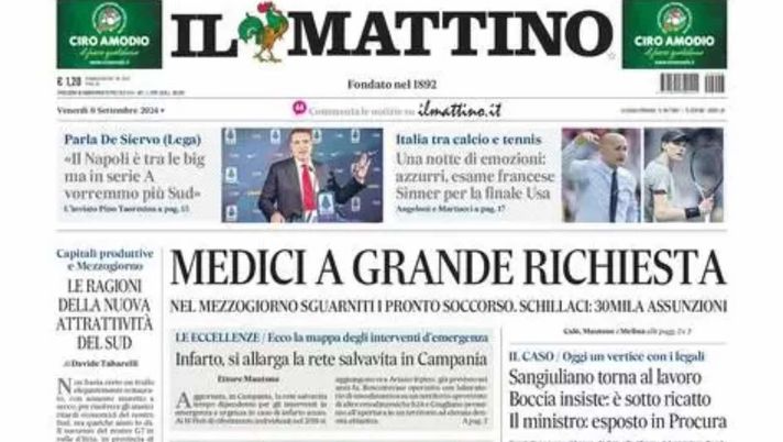 prima pagina il mattino oggi