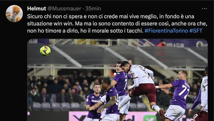 Fiorentina-Torino 2-1, le reazioni social: “Ha vinto la migliore” - immagine 1