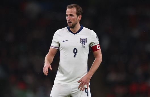 LONDON, ENGLAND - NOVEMBER 13: Harry Kane of England reacts during the FIFA World Cup 2026 qualifier match between England and Serbia at Wembley Stadium on November 13, 2025 in London, England. (Photo by Ryan Pierse/Getty Images)