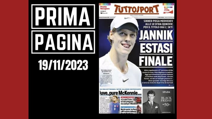 Prima pagina Tuttosport: 'Jannik estasi finale'