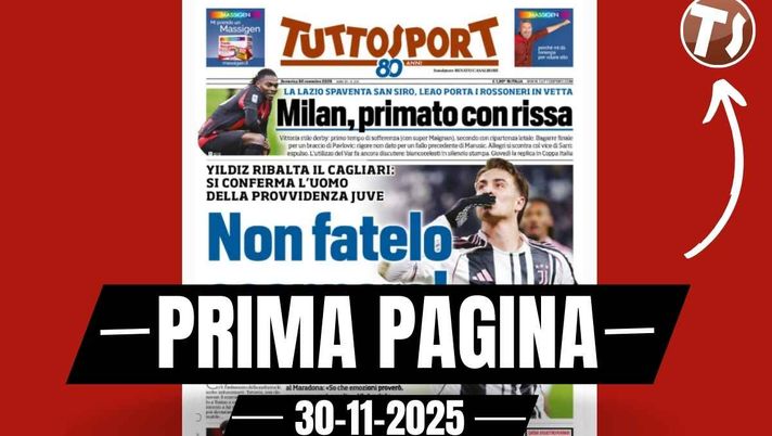 Prima pagina Tuttosport: 'Milan, primato con rissa'