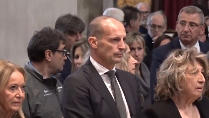 Galeone Allegri Funerali di Giovanni Galeone, presente Allegri: al fianco della moglie Annamaria