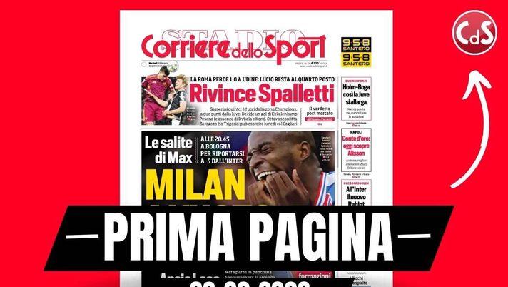 Il Corriere dello Sport, la prima pagina di oggi, martedì 3 febbraio 2026 Prima pagina Corriere dello Sport: 'Salta Mateta, Pulisic a casa, ansia Leao: Milan a vuoto'