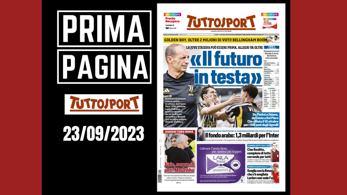 Prima pagina Tuttosport: 'Juventus, il futuro in testa'