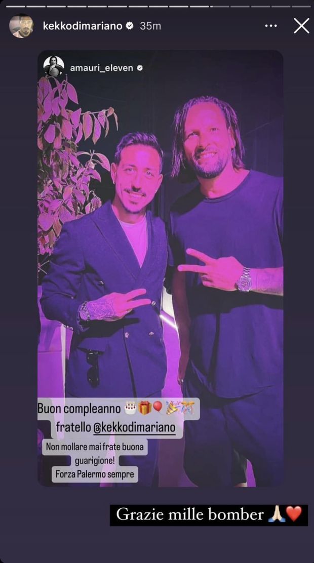 FOTO Palermo, Amauri a Di Mariano: “Buona guarigione, non mollare mai!”- immagine 2