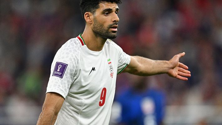 DOHA, QATAR - NOVEMBER 29: Mehdi Taremi of IR Iran reacts during the FIFA World Cup Qatar 2022 Group B match between IR Iran and USA at Al Thumama Stadium on November 29, 2022 in Doha, Qatar. (Photo by Stuart Franklin/Getty Images) taremi