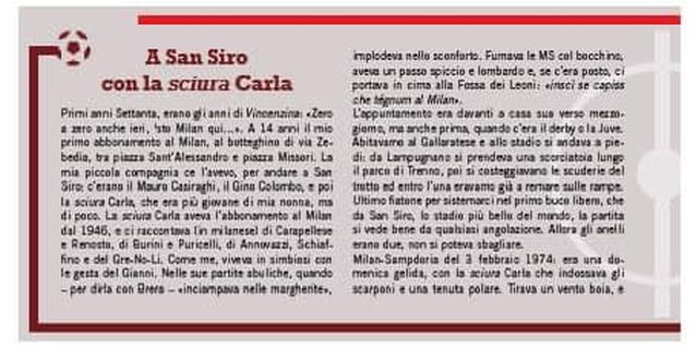 Storie rossonere, a San Siro con la “sciura” Carla- immagine 2