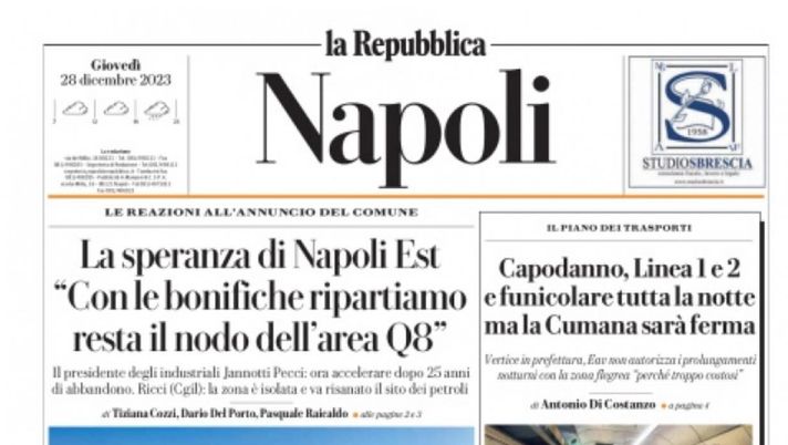 prima pagina la repubblica napoli