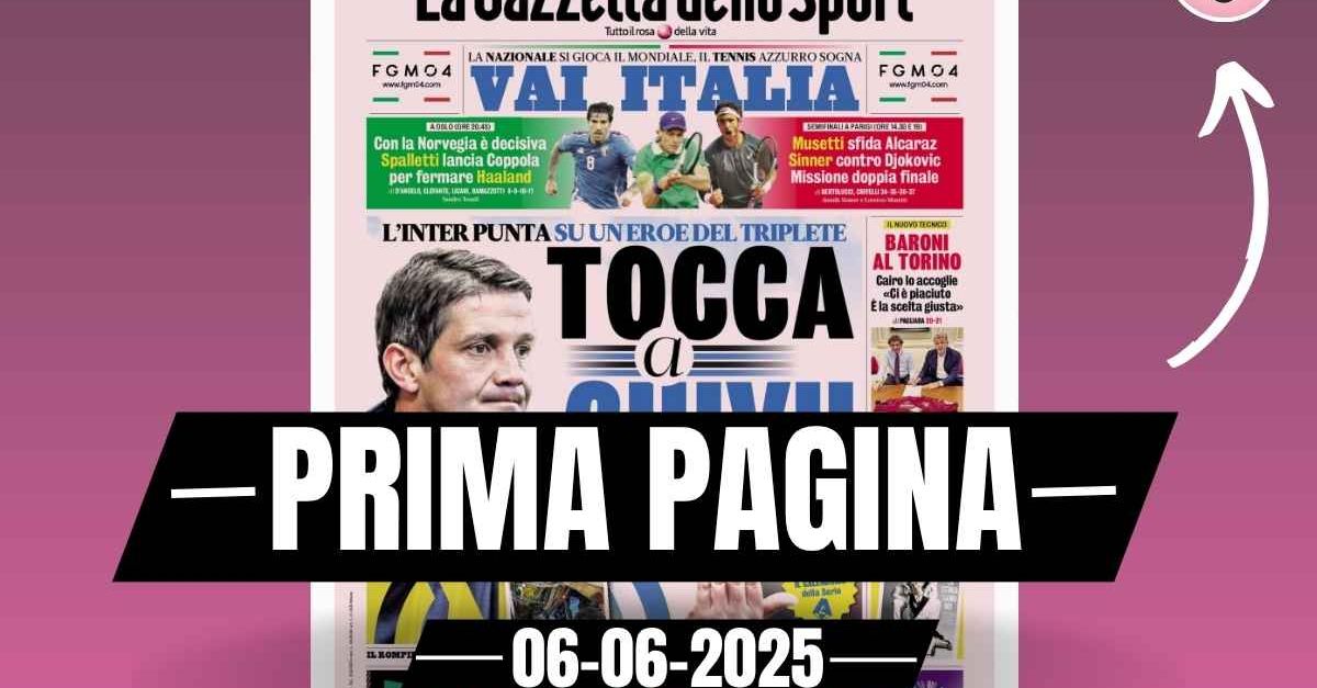 prima pagina gazzetta dello sport inter tocca a chivu