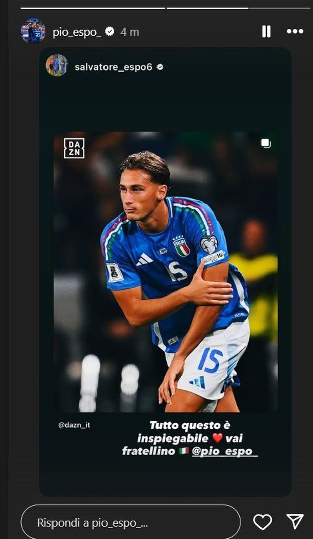 Debutto con l’Italia per Pio Esposito, la sua emozione sui social- immagine 3
