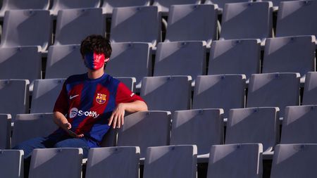 BARCELONA, SPAIN - AUGUST 08: Supporter is seen prior the Joan Gamper Trophy match between FC Barcelona and Tottenham Hotspur at Estadi Olimpic Lluis Companys on August 08, 2023 in Barcelona, Spain. (Photo by Eric Alonso/Getty Images)