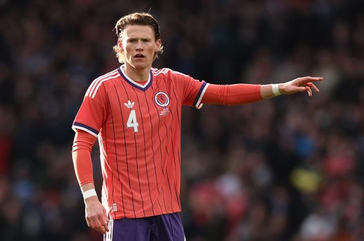 GLASGOW, SCOTLAND - MARCH 28: Scott McTominay of Scotland in action during an international friendly match between Scotland and Japan on March 28, 2026 in Glasgow, Scotland. (Photo by Stu Forster/Getty Images)