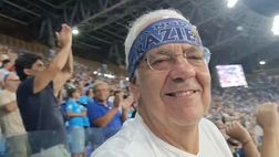 L’esultanza piena di felicità del Professor Bruno Siciliano dagli spalti del Maradona