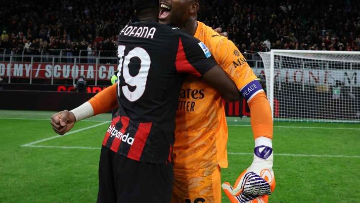 Youssouf Fofana e Mike Maignan (giocatori AC Milan), qui al termine di Milan-Roma 1-0 (Serie A 2025-2026) | News (Getty Images) È un Milan da Scudetto? I motivi che fanno pensare di sì e quelli che fanno propendere per il no