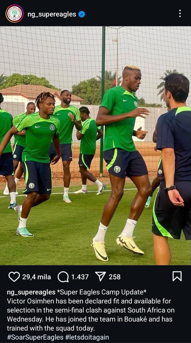 UFFICIALE – Osimhen, infortunio rientrato: sarà disponibile per il Sudafrica. La nota della Nigeria- immagine 2