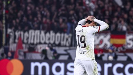 LEVERKUSEN, GERMANY - OCTOBER 01: Theo Hernandez of AC Milan reacts during the UEFA Champions League 2024/25 League Phase MD2 match between Bayer 04 Leverkusen and AC Milan at BayArena on October 01, 2024 in Leverkusen, Germany. (Photo by Giuseppe Cottini/AC Milan via Getty Images)