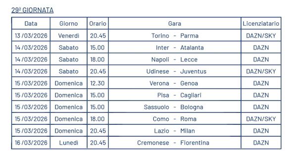 BREAKING – Serie A, date e orari dalla 28a alla 30a giornata: ecco quando si gioca Milan-Inter- immagine 3