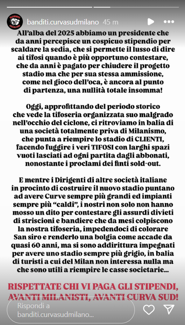 Milan, la Curva Sud risponde a Scaroni: “Privi di Milanismo. Punta solo a…”- immagine 2