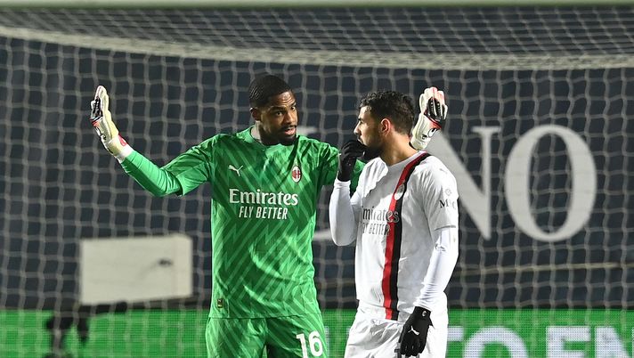 Theo Hernandez e Mike Maignan Atalanta-Milan 3-2 Serie A 2023-2024