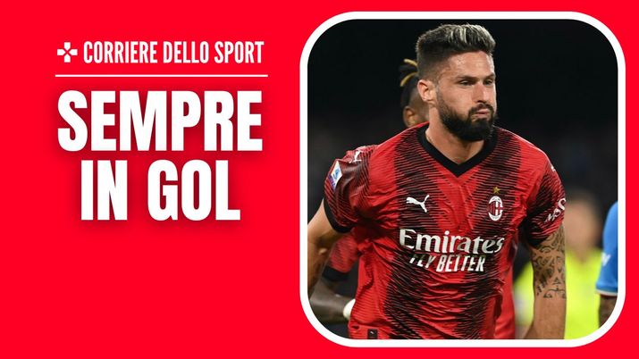 esultanza gol Olivier Giroud AC Milan Napoli-Milan 2-2 Serie A 2023-2024