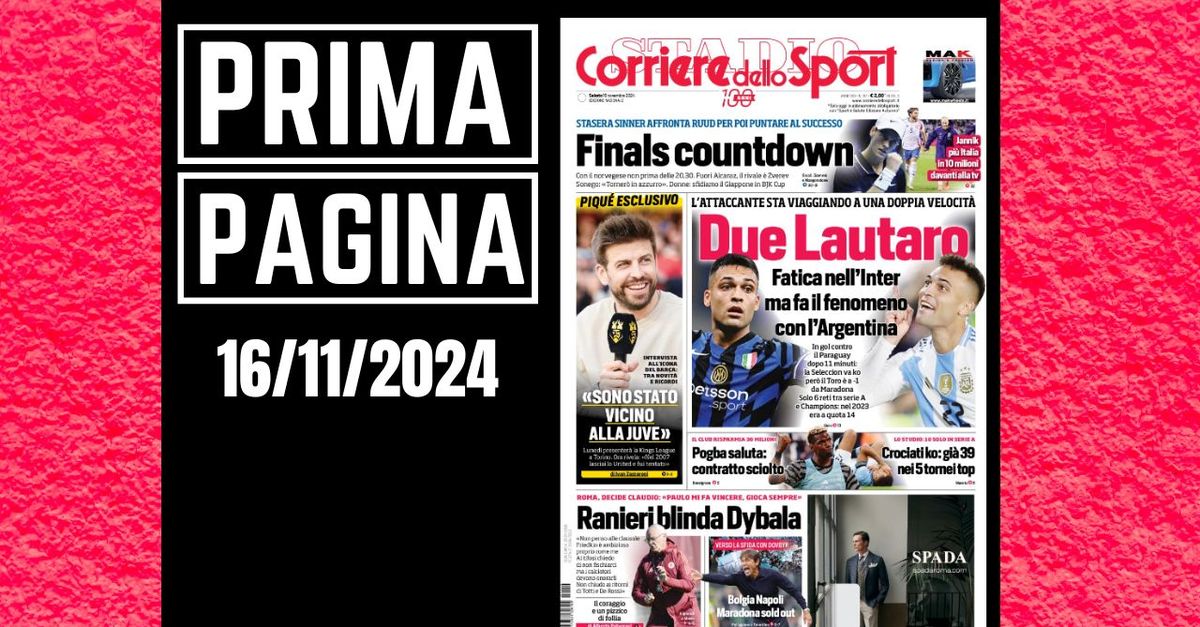 Prima pagina Corriere dello Sport: tanta Serie A e Sinner