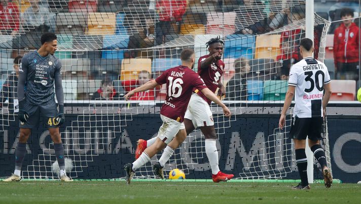UDINE, ITALY - MARCH 16: Duvan Zapata of Torino celebrates scoring a goal during the Serie A TIM match between Udinese Calcio and Torino FC at Bluenergy Stadium on March 16, 2024 in Udine, Italy. (Photo by Timothy Rogers/Getty Images) Calciomercato Torino – Balotelli o Ben Yedder? Ma va, ecco il nome nuovo- immagine 1