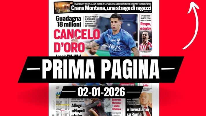 Prima pagina Corriere dello Sport, Allegri: 'Napoli e Inter favorite'
